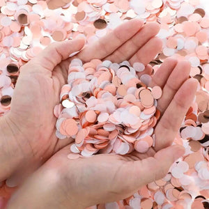 White, Baby Pink & Rose Gold Round Paper Confetti 20g