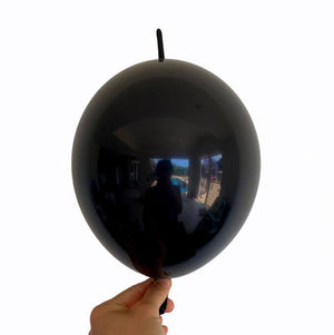 10-inch Linking Tail black Latex Balloons 10pk