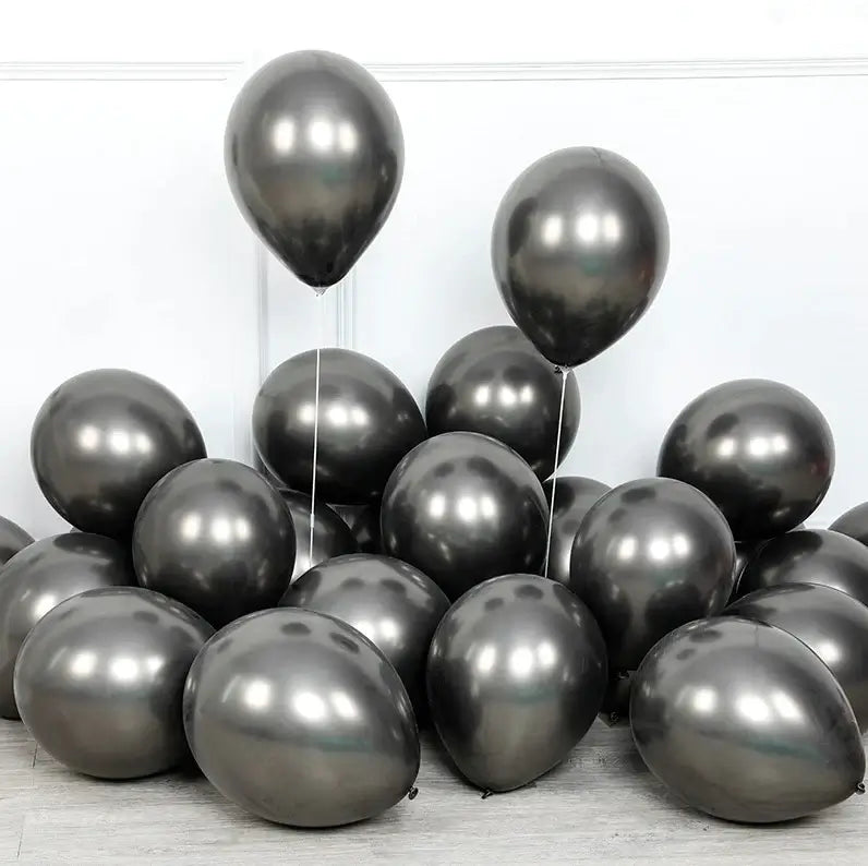 10-inch Metallic Chrome Black Latex Balloons 10pk