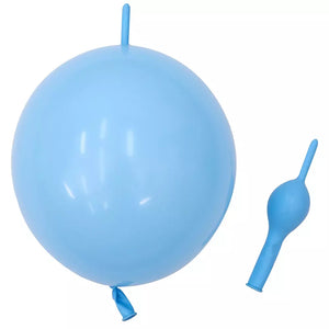 10-inch Pastel Tail Linking Latex Balloons 10pk-blue