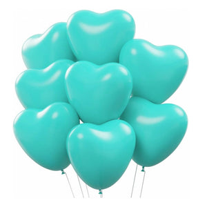 12-inch Teal Heart Latex Balloons 10pk