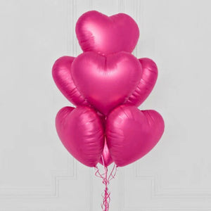 18-inch Hot Pink Heart Foil Balloon Bouquet 10pk