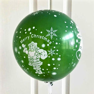 Green Christmas balloon with Santa Claus and snowflakes on a white background