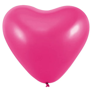 12-inch Hot Pink Heart Latex Balloons 10pk