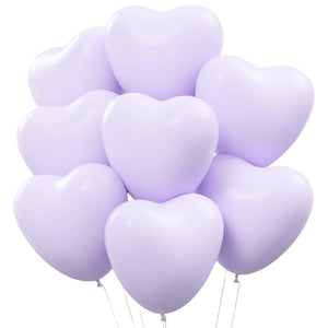 12-inch Macaron Heart Latex Balloons 10pk - Lilac