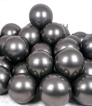 12-inch Metallic Chrome Black Latex Balloons 6 Pack