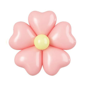 12-inch Pastel Heart Daisy Latex Balloons 5pk pastel baby pink