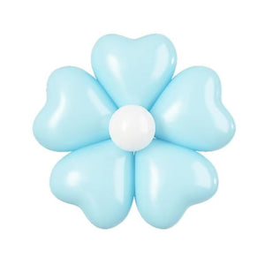 12-inch Pastel Heart Daisy Latex Balloons 5pk pastel blue