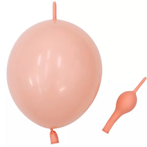 12-inch Pastel Tail Linking Latex Balloons 10pk - peach