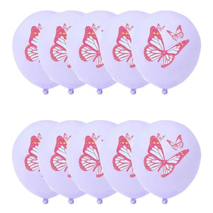 12-inch Purple Butterfly Latex Balloons 10pk