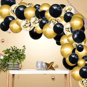 Black & Gold Balloon Garland Kit 126pk christmas new year birthday party backdrops