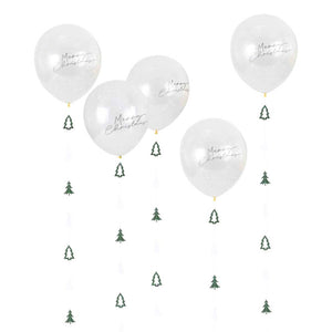 Nordic Noel Merry Christmas Confetti Balloons with balloon Tails 5pk