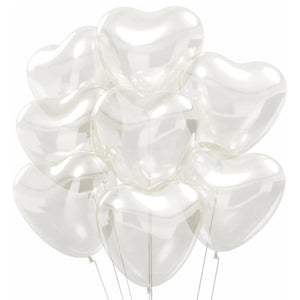 12-inch Clear Transparent Heart Latex Balloons 10pk