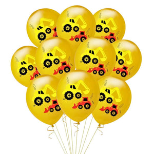 Pack of 10 12inch Construction Truck Orange Latex Balloons kids birthday party decor