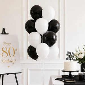 12-inch Black and White Latex Balloons 10pk monochrome party decor