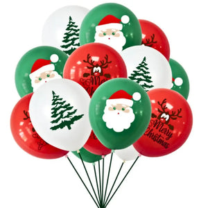 Festive 12 inch red and green christmas balloons for holiday parties