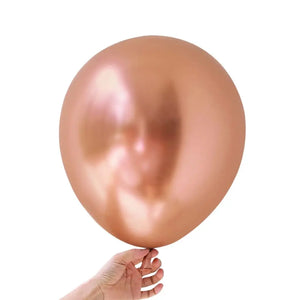 Online Party Supplies 12'' Premium Metallic Chrome rose gold Latex Balloons