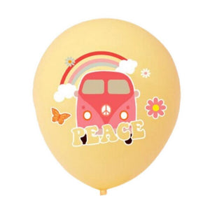 Retro Yellow Peace Kombi Latex Balloons 30cm 10pk