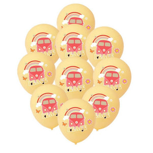Retro Yellow Peace Kombi Latex Balloons 30cm 10pk