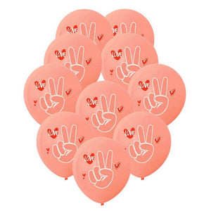 Retro Peach Love Peace Sign Latex Balloons 30cm 10pk