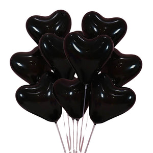 Romantic black heart latex party balloons 12inch 10 pack