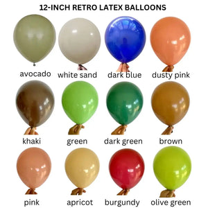 12-inch Vintage Retro Colour Latex Balloons 10pk - Multi Colours