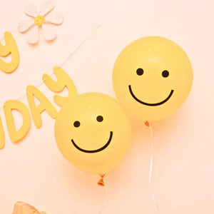 12-inch Yellow Smiley Face Latex Balloons 10pk