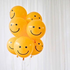 12-inch Yellow Smiley Face Latex Balloons 10pk
