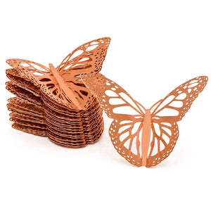 3D Removable Paper Butterfly Wall Sticker 3 Size 12 Pack - Metallic Rose Gold