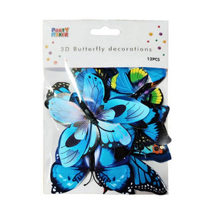 3D Magnetic Butterfly Decorations Decals 12 Pack - Blue