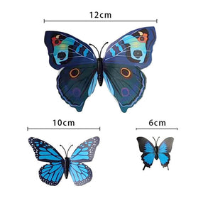 3D Magnetic Butterfly Decorations Decals 12 Pack - Blue
