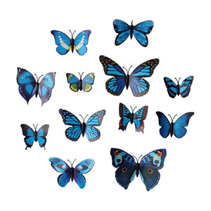 3D Magnetic Butterfly Decorations Decals 12 Pack - Blue