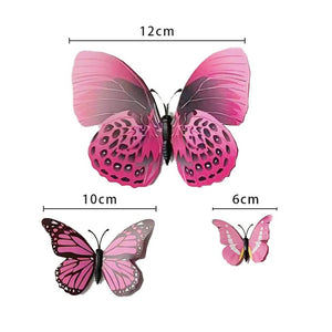 3D Magnetic Butterfly Decals Decorations 12 Pack - Pink