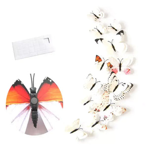 3D White Butterfly Magnetic Stickers 12 Pack