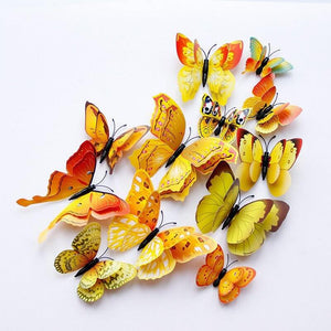 3D Yellow Butterfly Magnetic Stickers 12 Pack