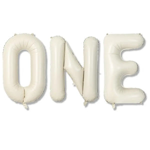16-inch Cream ONE Foil Balloon Banner