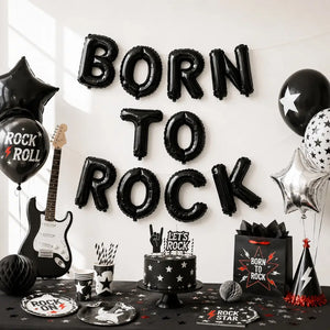 16-inch Black BORN TO ROCK Foil Balloon Banner