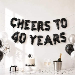 16-inch Black CHEERS TO 40 YEARS Foil Balloon Banner