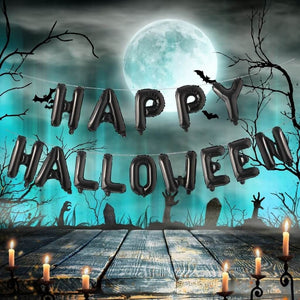 16-inch Black Happy Halloween Foil Balloon Banner