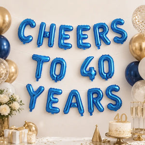 16-inch Blue CHEERS TO 40 YEARS Foil Balloon Banner