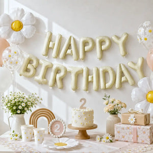 16-inch Cream HAPPY BIRTHDAY Balloon Banner