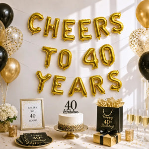 16-inch Gold CHEERS TO 40 YEARS Foil Balloon Banner