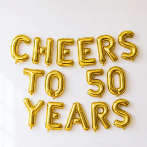 16-inch Gold CHEERS TO 50 YEARS Foil Balloon Banner