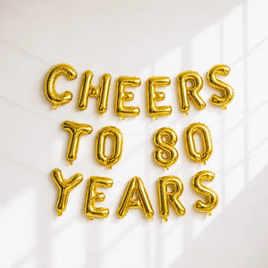 16-inch Gold CHEERS TO 80 YEARS Foil Balloon Banner