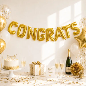 16-inch Gold CONGRATS Foil Balloon Banner