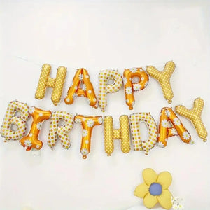 16-inch Orange Daisy Floral HAPPY BIRTHDAY Foil Balloon Banner