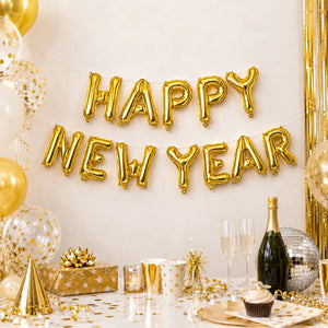 16-inch Gold HAPPY NEW YEAR Foil Balloon Banner
