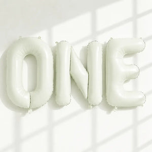 16-inch Cream ONE Foil Balloon Banner