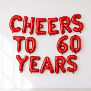 16-inch Red CHEERS TO 60 YEARS Foil Balloon Banner