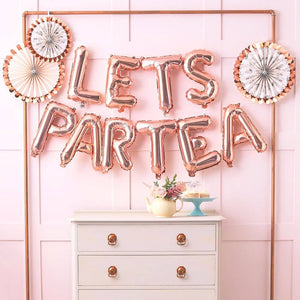 16in Rose Gold LETS PARTEA Foil Balloon Banner